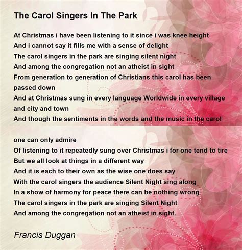 The Carol Singers In The Park Poem By Francis Duggan Poem Hunter