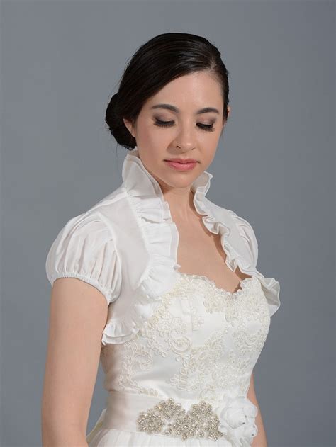 You'll receive email and feed alerts when new items arrive. Ivory short sleeve bridal chiffon wedding bolero jacket -Chi