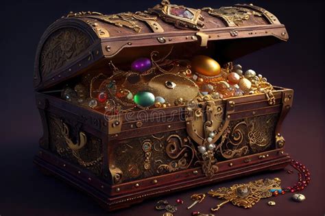 Treasure Chest Overflowing With Gold Jewels And Other Precious
