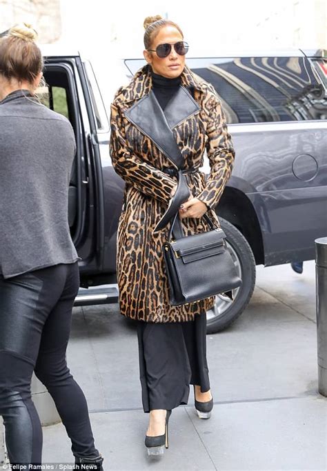 Jennifer Lopez Wears Bold Leopard Print Trench Coat In New York Daily