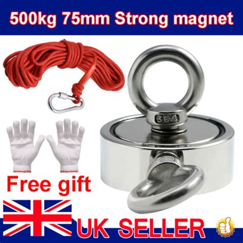 500kg 75mm Strong Magnet Fishing Metal Detector 10m Rope Double Side