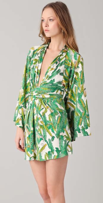 Download Lyst - Issa Print Short Kimono Dress in Green