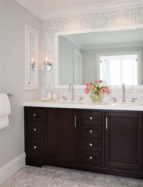 I have 2 bathrooms i need to backsplash the sink areas. Geometric Marble bathroom Backsplash - Transitional - Bathroom