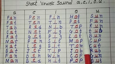 2010023 Short Vowels Sound Aeiou All Minning Sounding Words Class