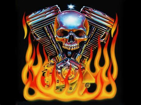 Harley Davidson Logo With Flames Wallpaper
