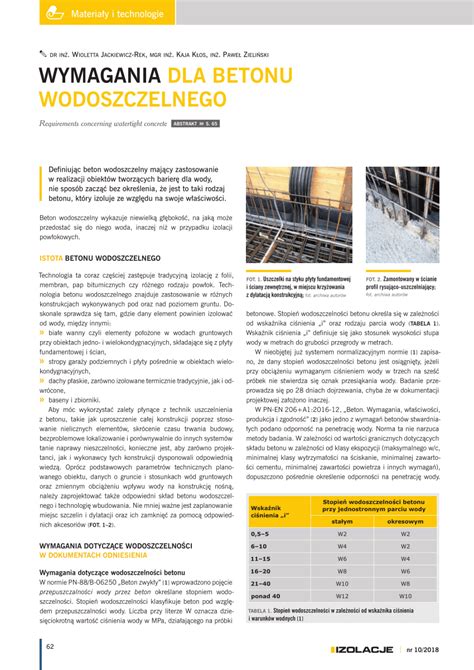 (PDF) Wymagania dla betonu wodoszczelnego