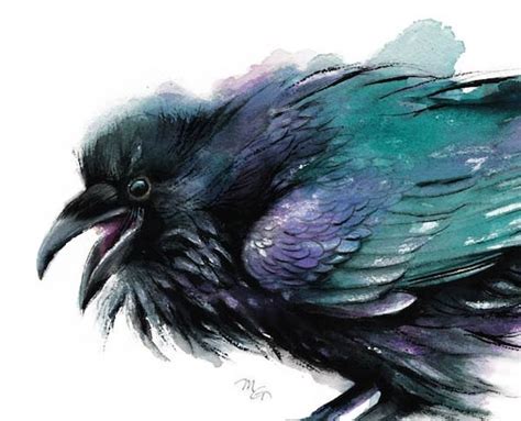 Raven Painting Watercolor Archival Print Nature Or Bird Etsy