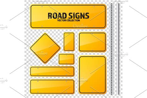 Road Yellow Traffic Sign Blank Pre Designed Vector Graphics