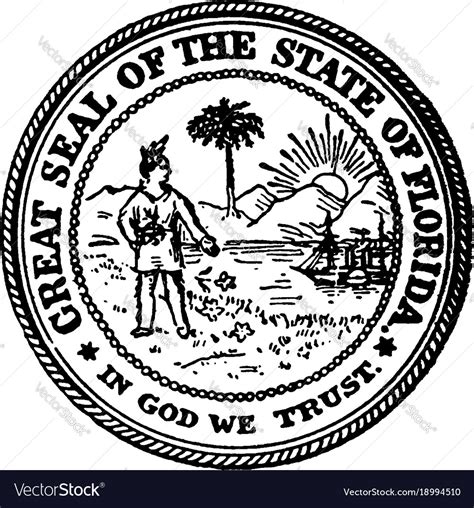 Great Seal Of The State Of Florida Vintage Vector Image
