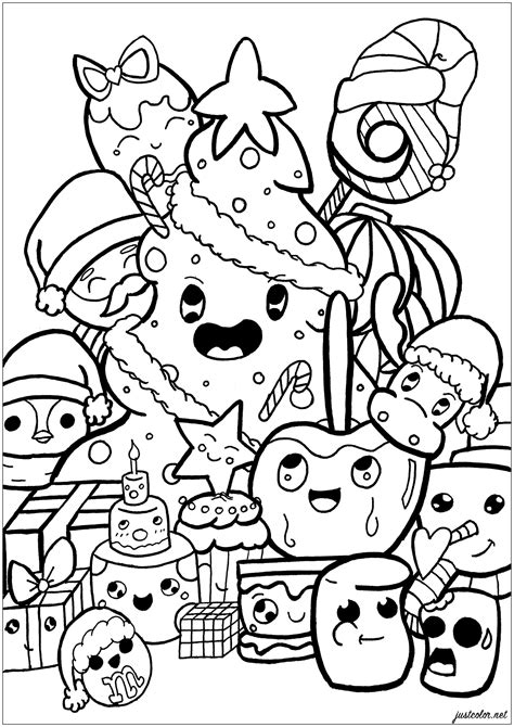 Garabato Navideño Doodle Art Doodling Colorear Para Adultos