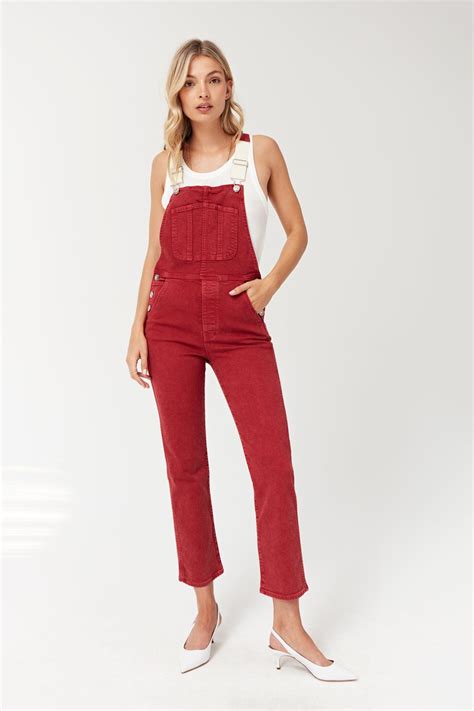 3x1denim Rose Overall In Mineral Rust Red 3x1denim Overalls