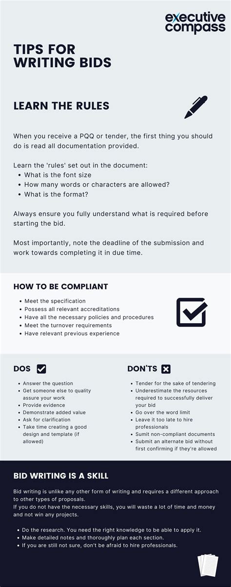 Bid And Tender Writing Tips Infographics Executive Compass