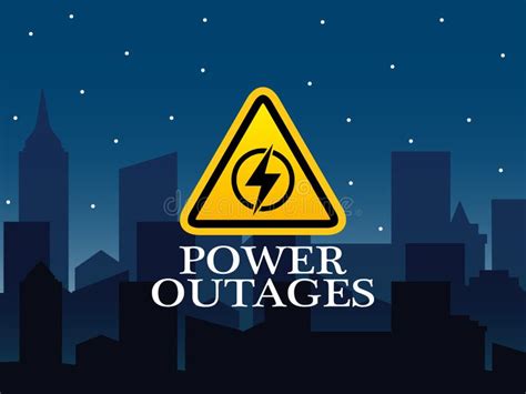 Power Outage Logo On The Blue Background Of The City Without