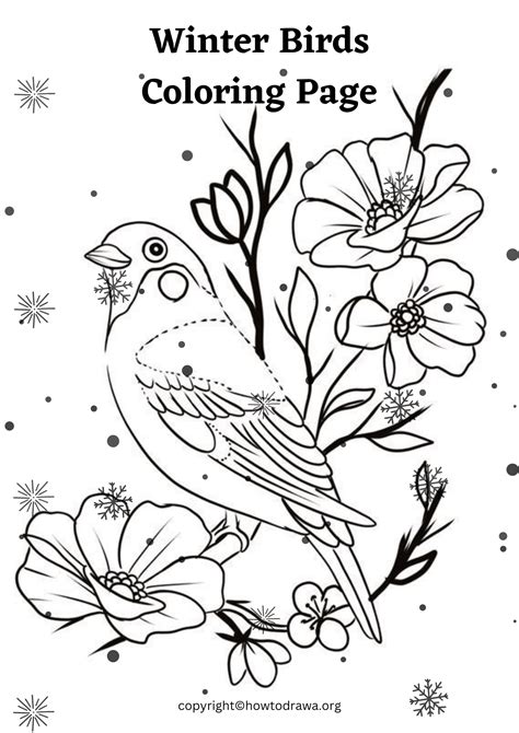 Winter Birds Coloring Page For Kids Free Printable