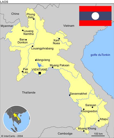 This map was created by a user. Carte géographique et touristique du Laos, Vientiane ...