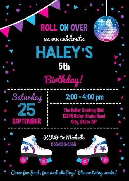 Roller Skate Party Invitation Skating Birthday Party Bridal Or Baby