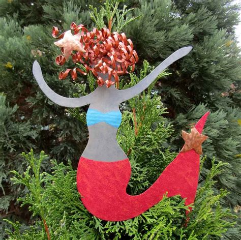 Mermaid Tree Topper Metal Art Christmas Tree Ornament Recycled Etsy