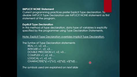 Explicit Implicit Declaration In Fortran Youtube