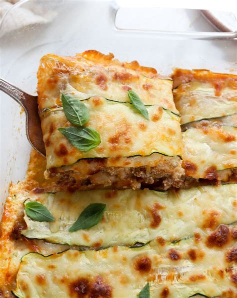 Zucchini Lasagna Slice Lifted From Pan