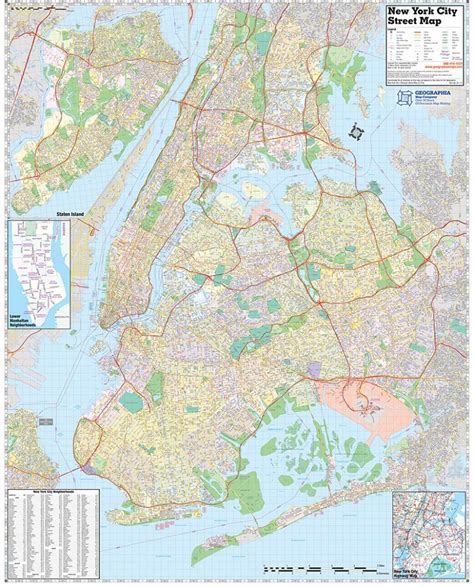 5 Boroughs Of New York City Laminated Wall Map