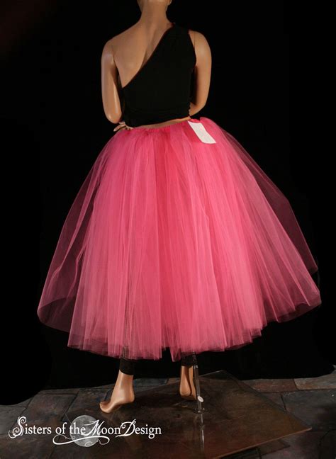 Hot Pink Floor Length Adult Tutu Tulle Skirt Petticoat Two
