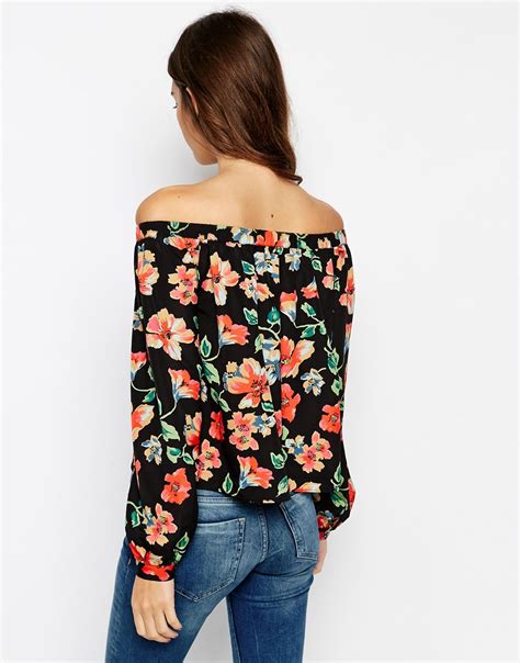 Also set sale alerts and shop exclusive offers only on shopstyle. Lyst - Asos Long Sleeve Off The Shoulder Floral Printed Top