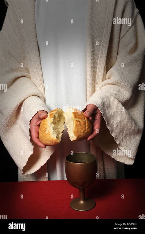 Jesus Breaking Bread As A Symbol Of Communion Stock Photo Royalty Free