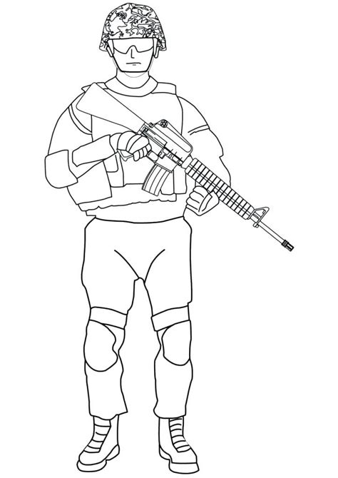 Soldier Holding A Gun Coloring Page Free Printable Coloring Pages For