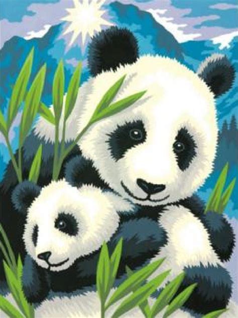 Paint Works Panda And Cub Painting By Numbers Kit Hobbies