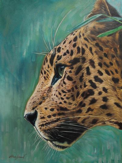 Vivid Wild Leopard Painting Signed Realism Art From Peru Leopard Novica