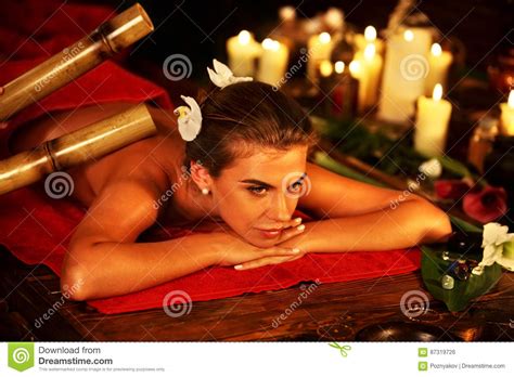 Bamboo Decor Of Woman Massage In Spa Salon Interior Oriental Therapy Stock Photo Image Of
