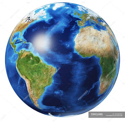 Atlantic Ocean View Of Earth Globe Detailed And Photorealistic 3d