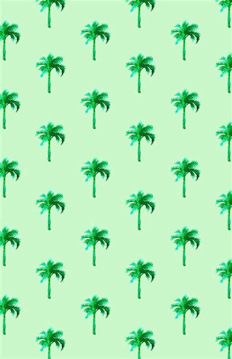 A Green Palm Tree Pattern On A Blue Background