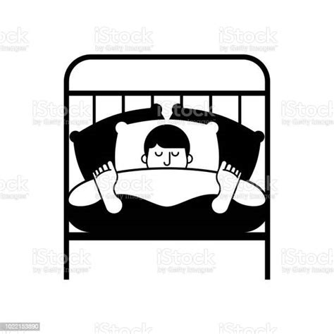 Pria Di Tempat Tidur Ikon Tertidur Simbol Tidur Manusia Tidur Lakilaki Ilustrasi Vektor