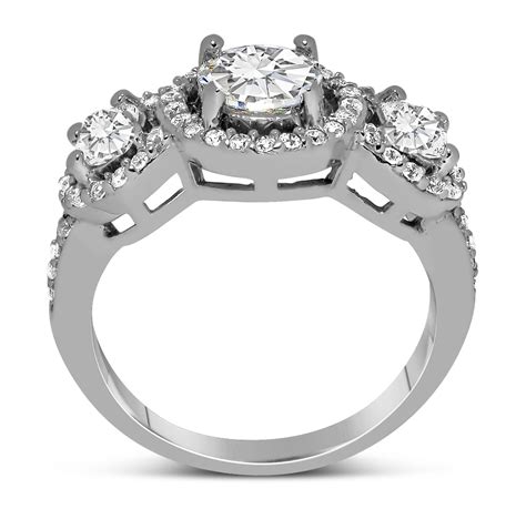 Unique Trilogy 1 Carat Round Diamond Engagement Ring In White Gold For