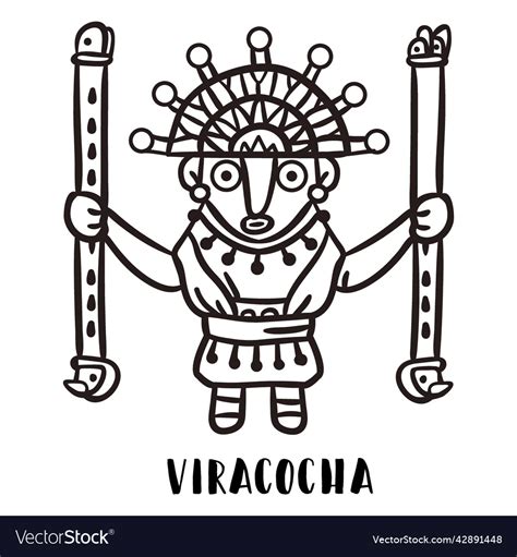 Viracocha Inca Mtyhology Outline High Quality Vector Image