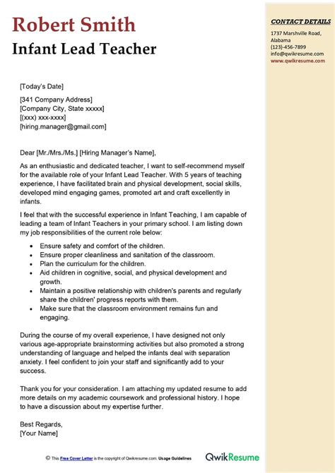Early Childhood Educator Cover Letter Examples Qwikresume