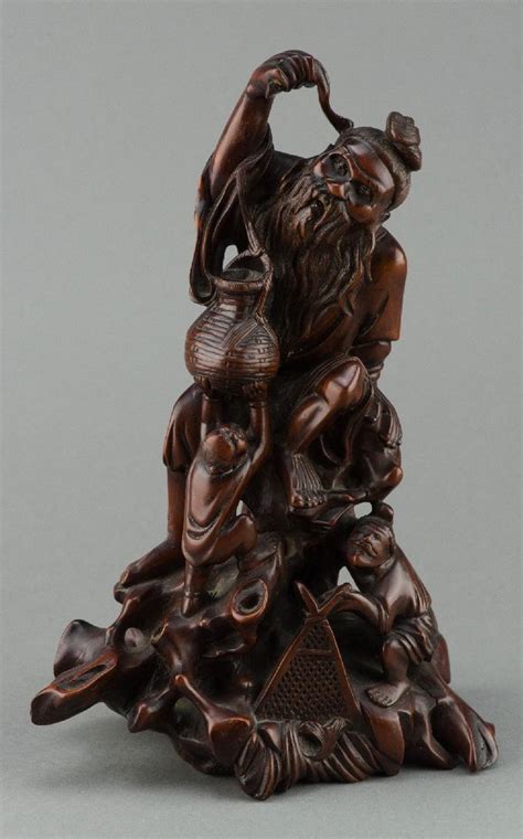 Chinese Wood Carved Old Man Statue