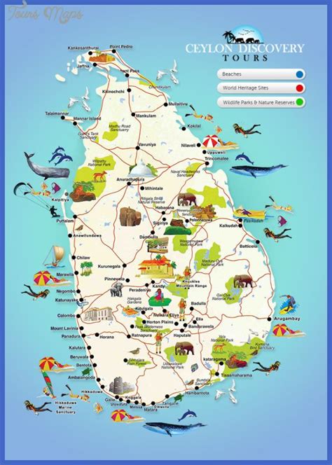 Sri Lanka Tourist Attraction Map Voyage Asie