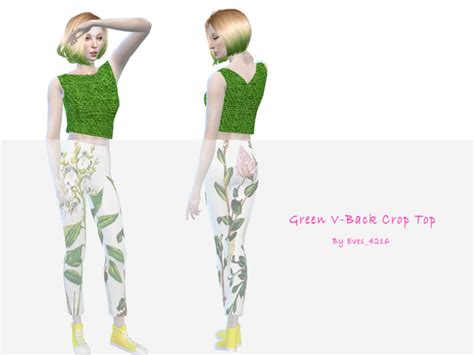 The Sims Resource Green V Back Crop Top Fun Colors Collection