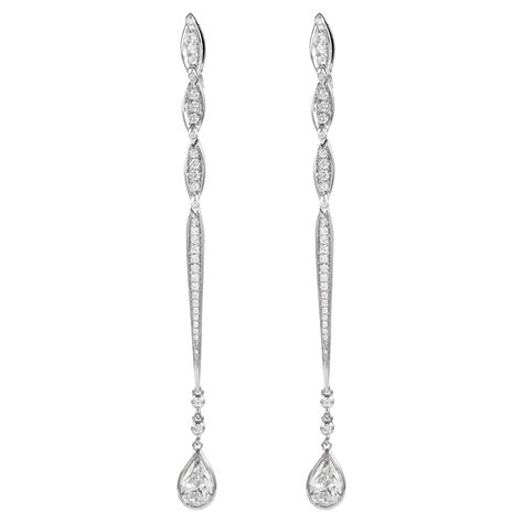 18 Karat White Gold Pear Diamond Drop Earrings Gia Certified For Sale At 1stdibs