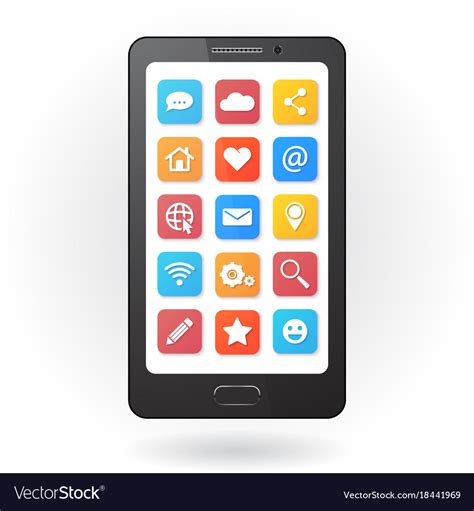 Set Of Social Media Icons With Smartphone Vector Image