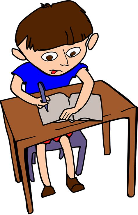 Student Sitting At A Desk Hard At Work Clipart Free Download