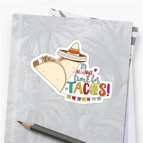 Taco Time Sticker By Carriestephens Redbubble