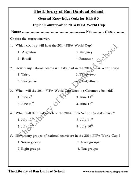 General Knowledge Quiz For Kids 3 Fifa World Cup Fifa