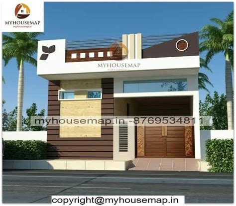 Front Elevation Design Ground Floor With Parking And Cream Color Tiles