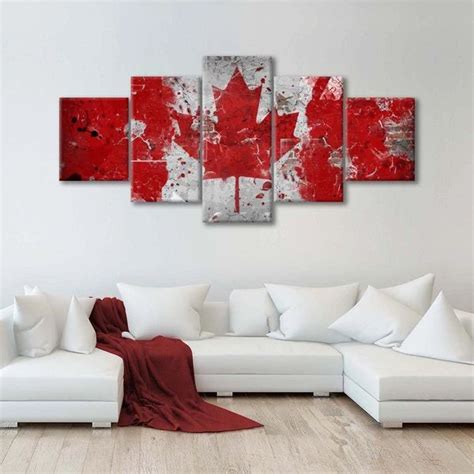 Canada Grunge Flag Multi Panel Canvas Wall Art Wall Canvas Multi