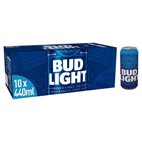 Bud Light Lager Beer Cans Fridge Pack 10 X 440ml Beer Iceland Foods