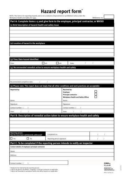 Hazard Report Form Form 4