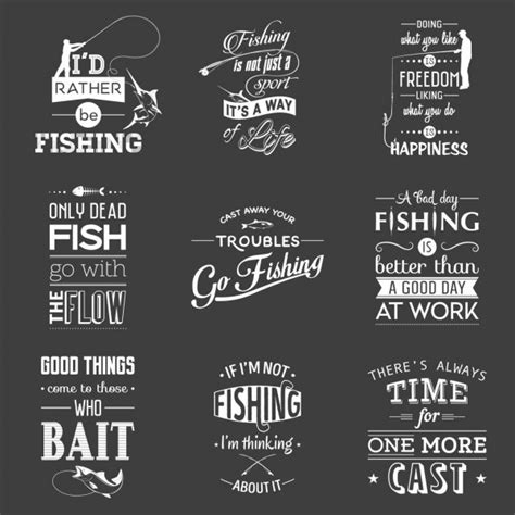 Set Of Vintage Fishing Typographic Quotes Stock Vector Image By